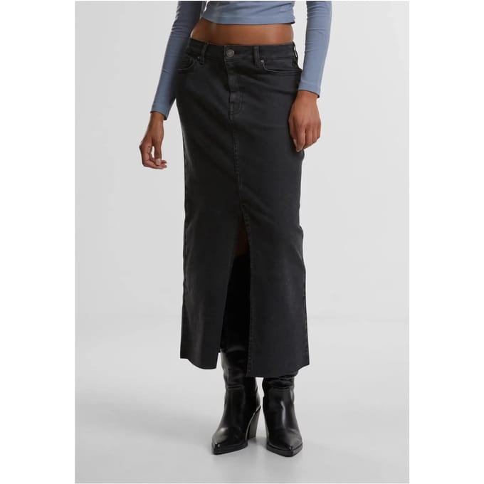 Urban Classics - High Slit Denim Lange rok - Taille, 28 inch - Zwart