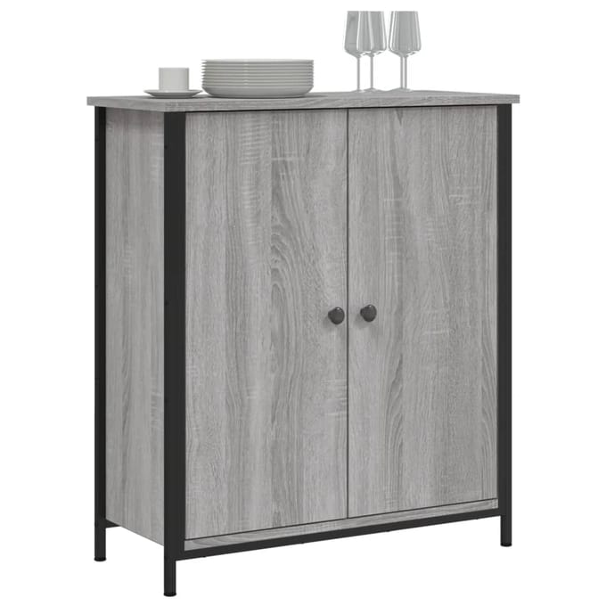 vidaXL - Dressoir - 70x30x80 - cm - bewerkt - hout - grijs - sonoma