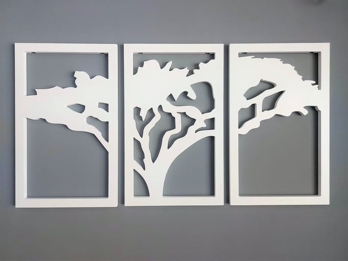 Moliland Drzewo Afrykańskie - Schilderij - 110x57 cm - Wit - MDF