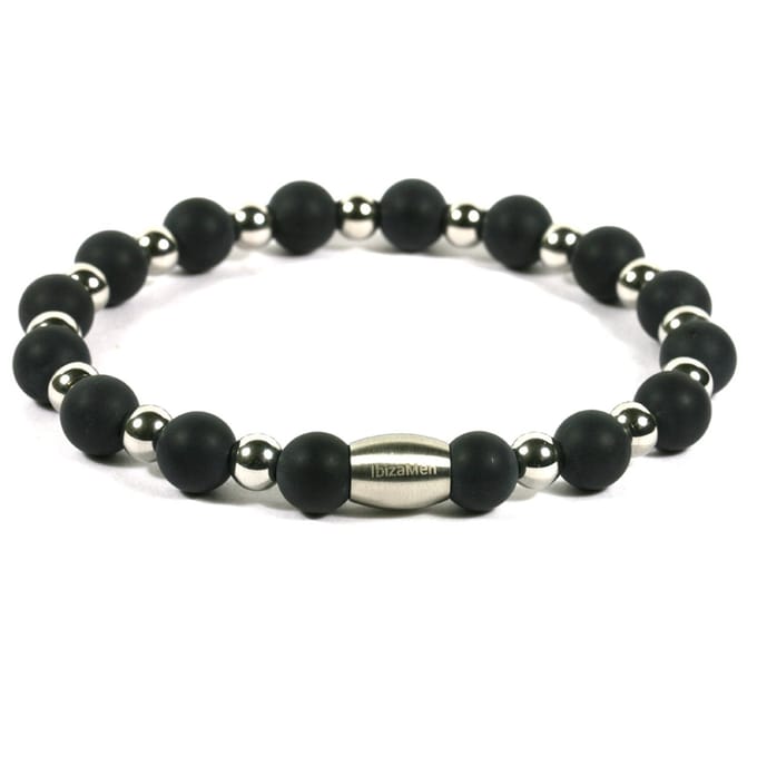 Heren armband staal onyx matte 6mm en 8mm - Ibizamen 21cm
