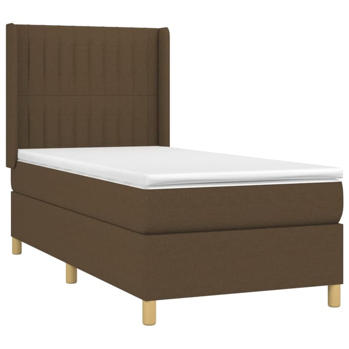vidaXL - Boxspring - met - matras - stof - donkerbruin - 80x200 - cm