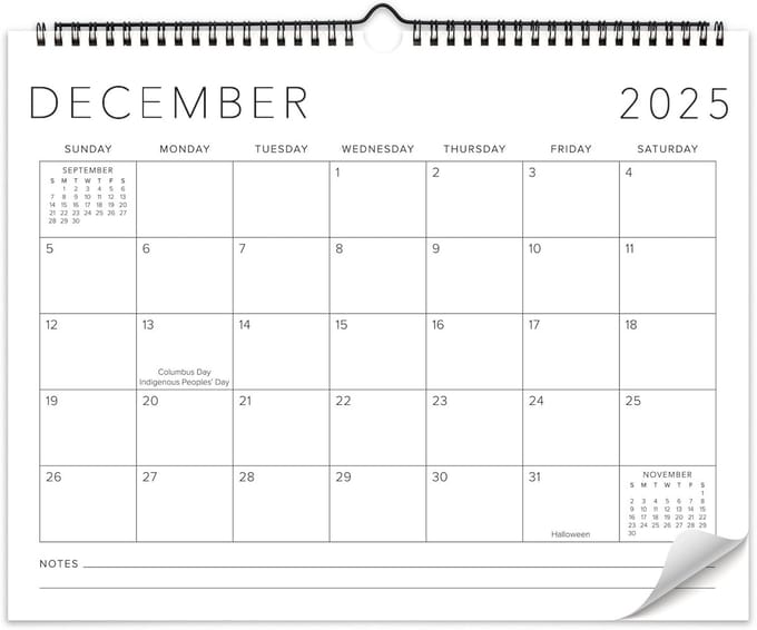Grote Wandkalender 2025-2026 Minimalistisch Maandoverzicht