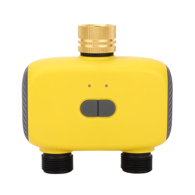 WiFi Sprinkeltimer APP-besturing Programmeerbaar IPX5 Waterdicht 2 Zones Slimme BT Slangtimer voor Tuin yellow