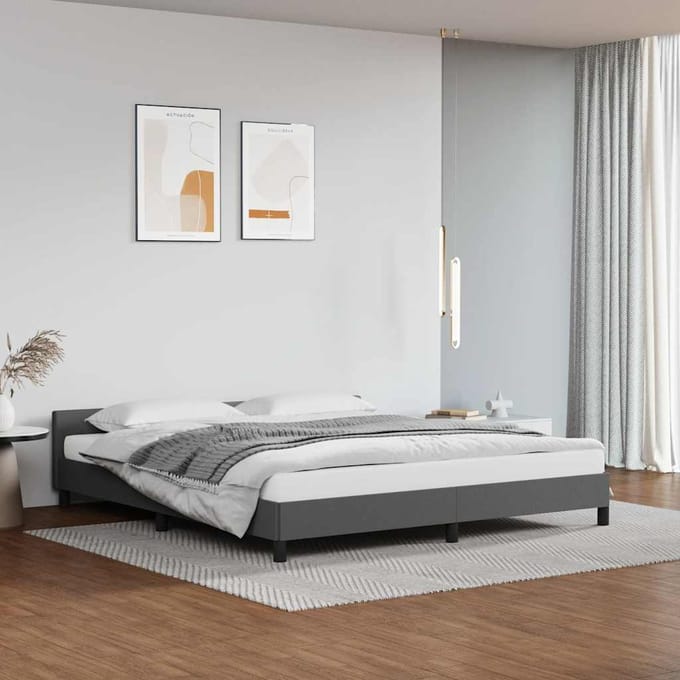 vidaXL - Bedframe - met - hoofdeinde - zonder - matras - 180x200 - cm - grijs