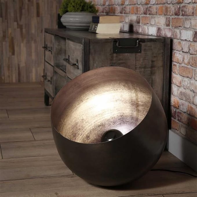 Dimehouse Industriële Vloerlamp - Basel - 50 cm - Zwart - Nickel