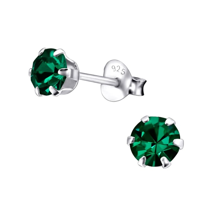 Amanto Oorbellen Elka Emerald - 925 Zilver E-coating - ∅5mm