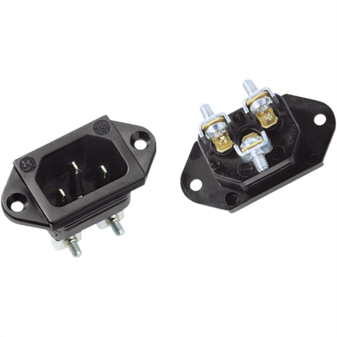 Bachmann C14 stroomstekker | inbouw | schroefaansluiting | zwart