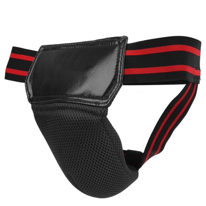 Boksen Kruisbeschermer PU-leer Ademende jockstrap voor kickboksen Muay Thai zwart