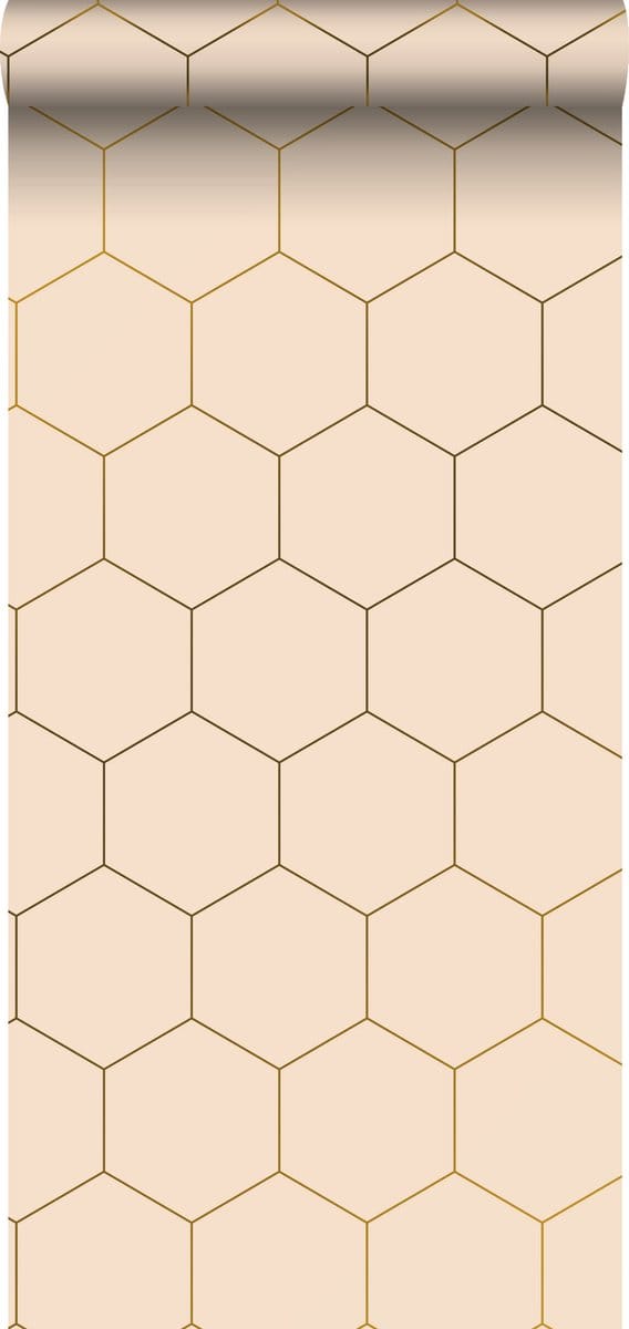 ESTAhome behang hexagon licht perzikroze - 53 cm x 10.05 m - 139226