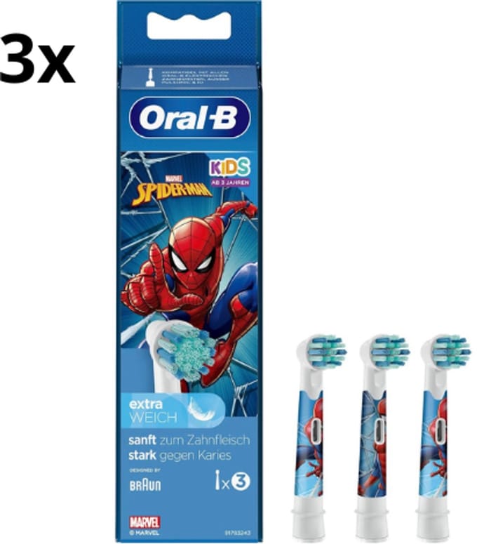 Oral B Kids Opzetborstels Spiderman - 3 x 3 stuks