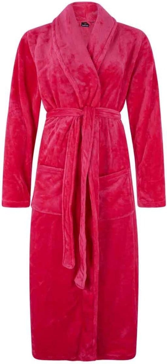 roze badjas XL/XXL - fleece badjas dames - sjaalkraag