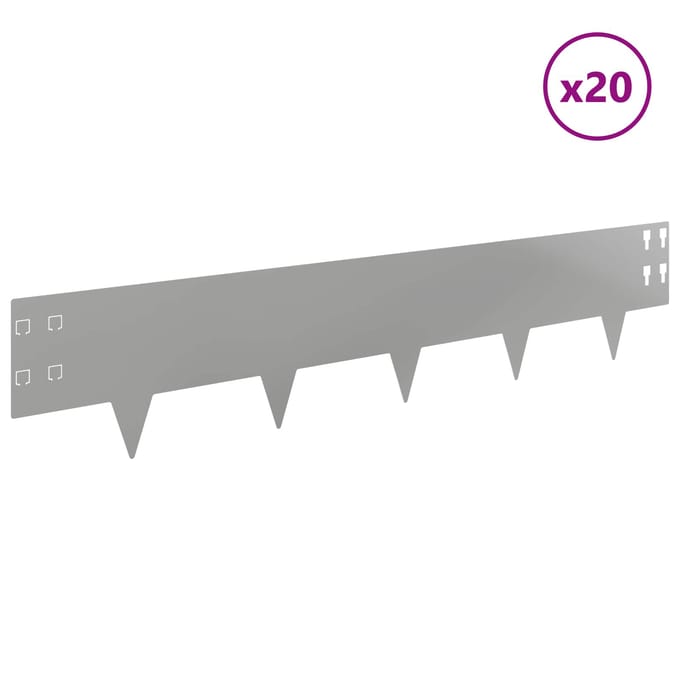 vidaXL - Gazonrand - 20 - st - 100 - x - 20 - cm - Staal - Zilverkleurig