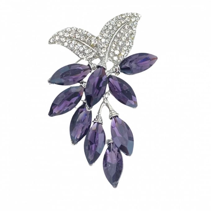 Broche paars zilverkleur strass - Charme Bijoux