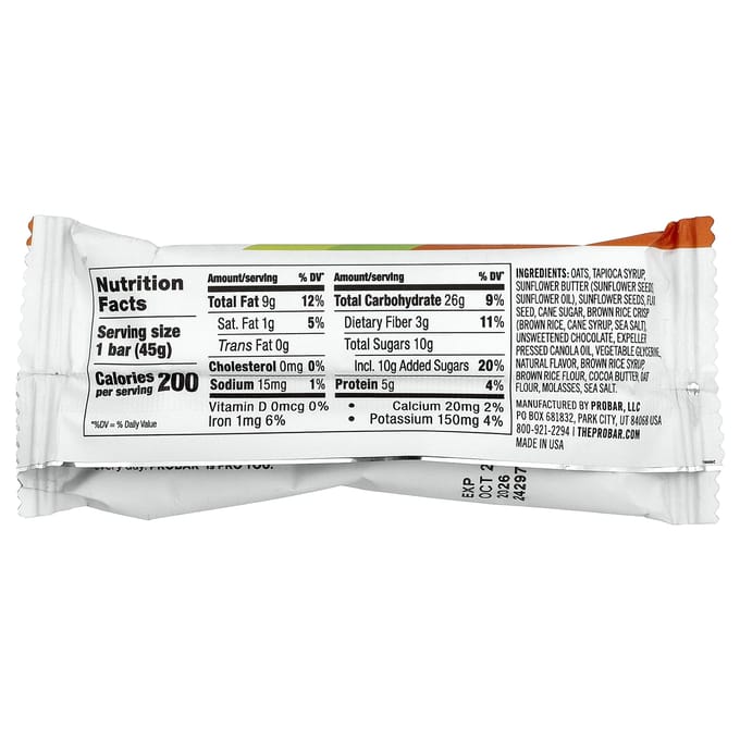 Snak™, Energiereep, Chocolade Chip Haver, 45G (1.6oz)