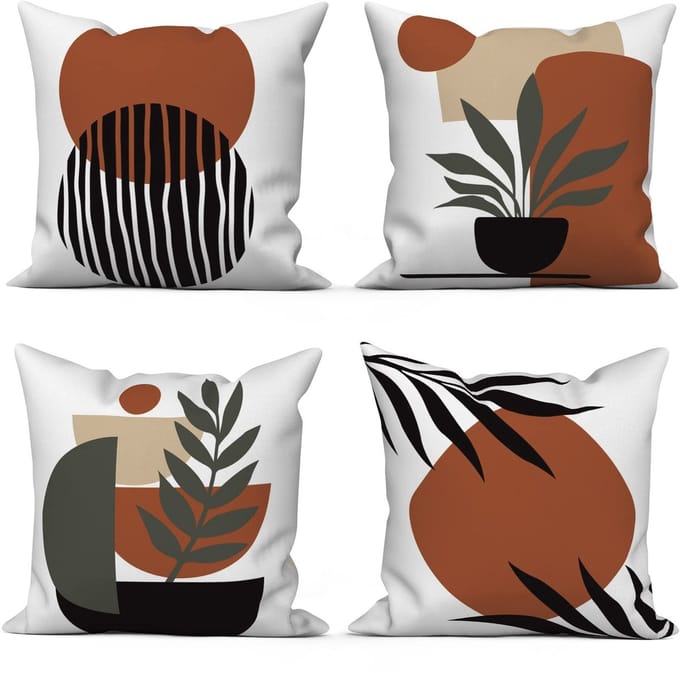Dailygoods- Kussensloop Set van 4 - 40 x 40 cm - Modern/Abstract - Zwart/Wit - Polyester - Wasbaar - Ademend Textiel - Kussenhoes