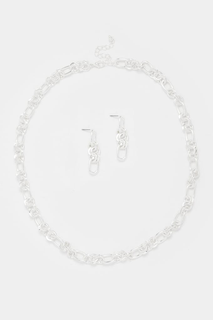 Yours Zilverkleurige Ketting En Oorbellensetsize One Size