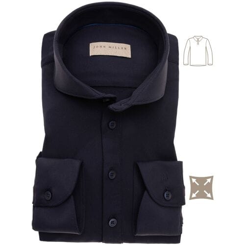 John Miller Slim Fit Long Sleeve Polo Donker Blauw / male