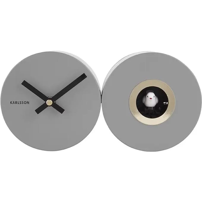 Karlsson Koekoeksklok Duo Cuckoo - Mat Muisgrijs - 26x13x7,2cm - Scandinavisch