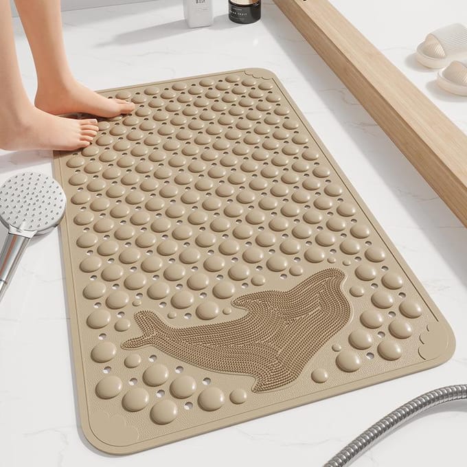 Home Douchekamer Bad Waterdichte Massage Mat Zuignap Vloermat 44x75cm beige