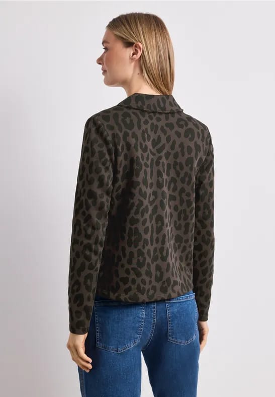 Blazer met reverskraag en leopatroon