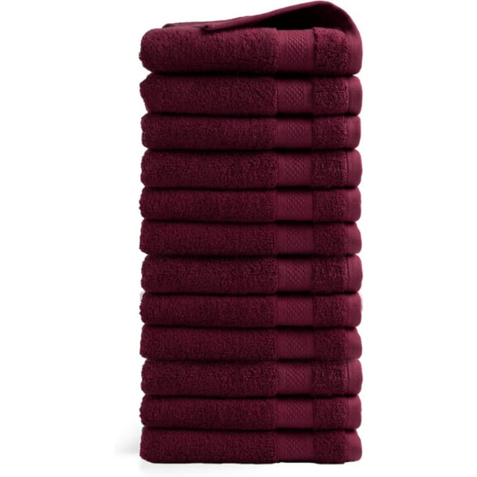 DoubleDry Handdoeken 50 x 100 - set van 12 - Hotel kwaliteit 500 g/m2 - 12x Bordeaux Rood