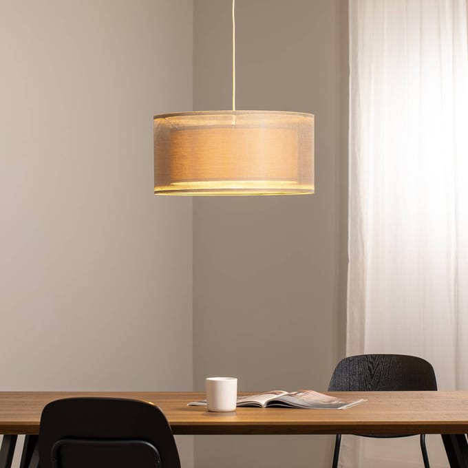 Maco Design Duo Den Light hanglamp, beige, Ø 50 cm, linnen, PVC