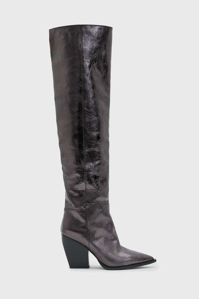 AllSaints Reina Crinkle Boot Gunmetal Grey Taglia: 37 | Stivali Outlet | Donna | Grigio