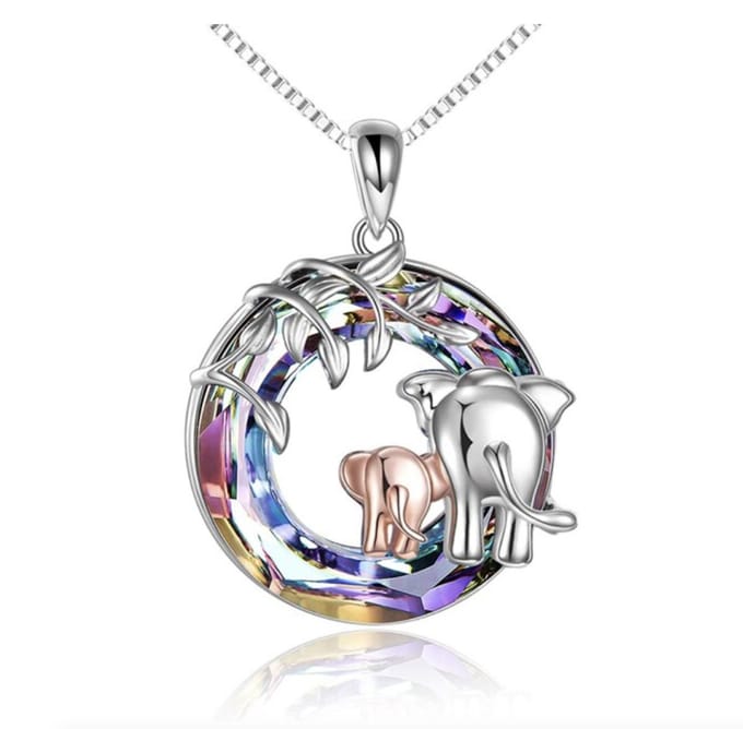 Bijoux by Ive - Ketting met hanger -  2 olifantjes op een multicolor ring