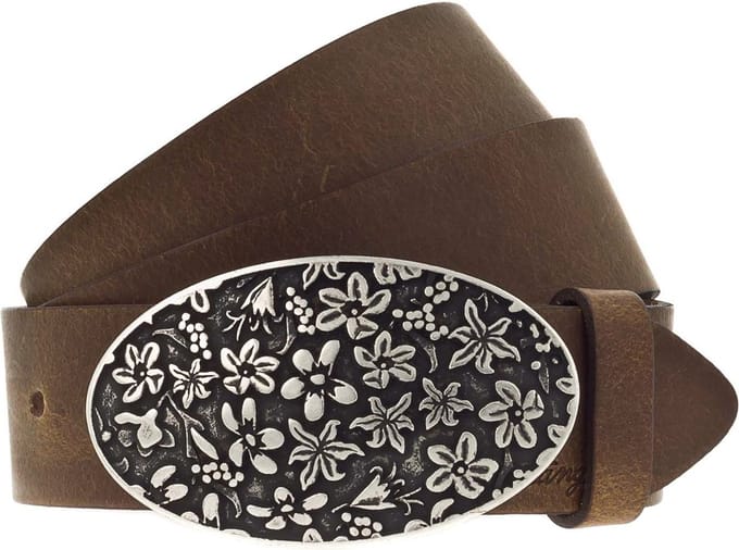MUSTANG Leren riem Leather Belt W115 Mid Brown bruine