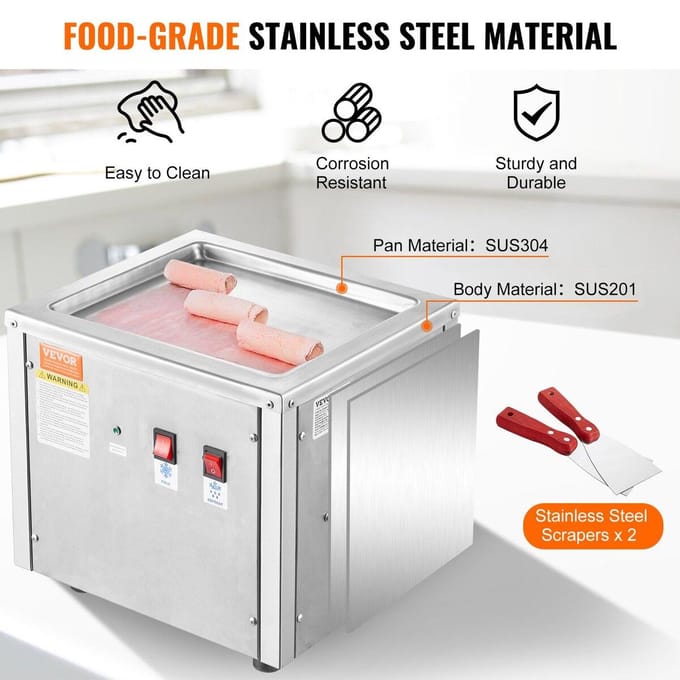 Machine à rouleaux de glace frite Machine à glace roulée Plateau 11 x 9,5 pouces