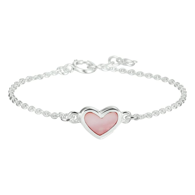 YO&NO -Armband hart - 13 - 15 cm - Kinderen - Parelmoer - Zilver 925