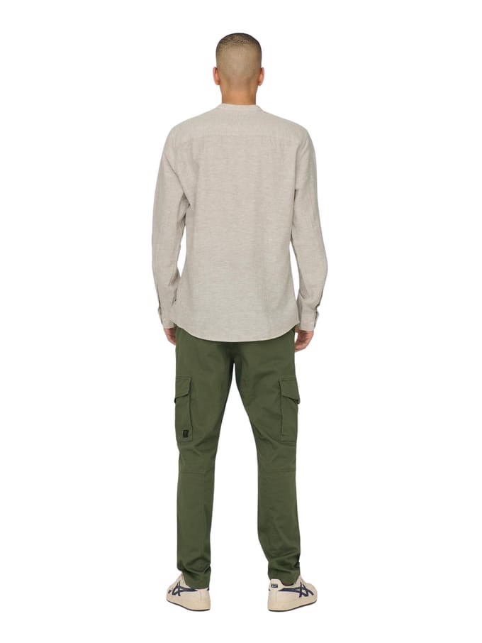 slim fit vrijetijdsoverhemd van mix van katoen en linnen model 'CAIDEN'