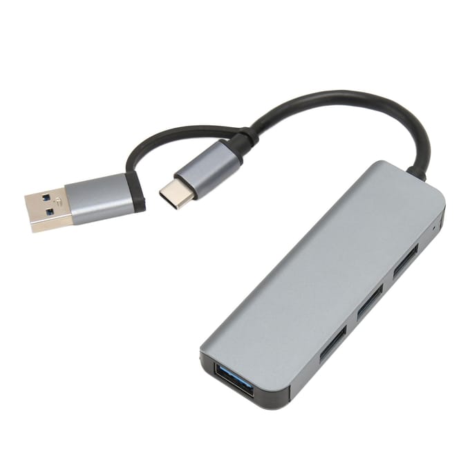 4-in-1 USB 3.0 Hub 5 Gbps USB C naar USB 3.0 Hub USB Splitter USB Hub Extender USB 3.0 Dongle voor gray