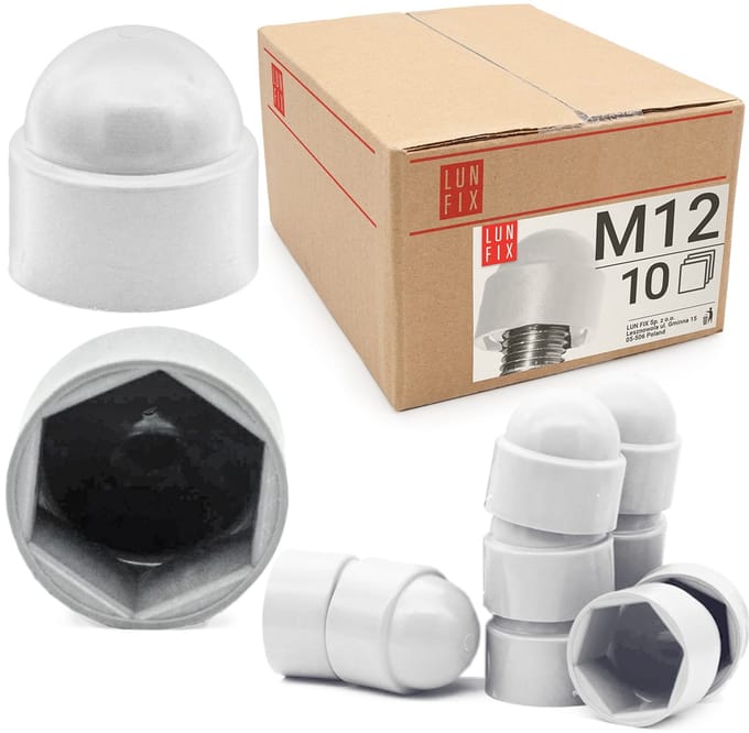Schroefkap - Zeskant Dekking - M12 - 10 stuks - Wit - Beschermkappen