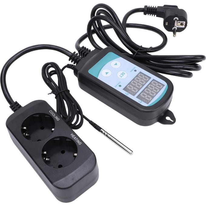 Temperatuurregelaar Digitale Display Verwarming Koeling Dubbele Fase voor Reptielen Aquarium black