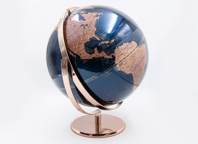 Verlichte Wereldbol 30 cm - Draaibaar & Oplaadbaar - Blauwe Aardglobe met LED