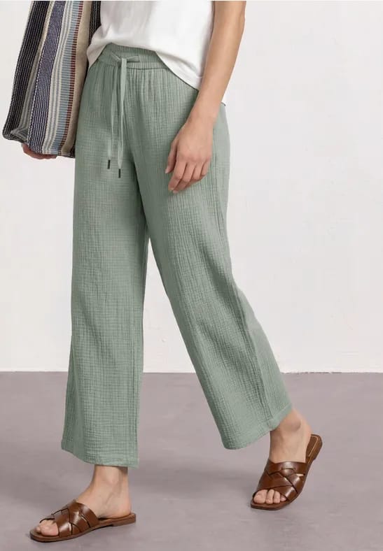 7/8 Wide Legs mousseline broek in Loose Fit