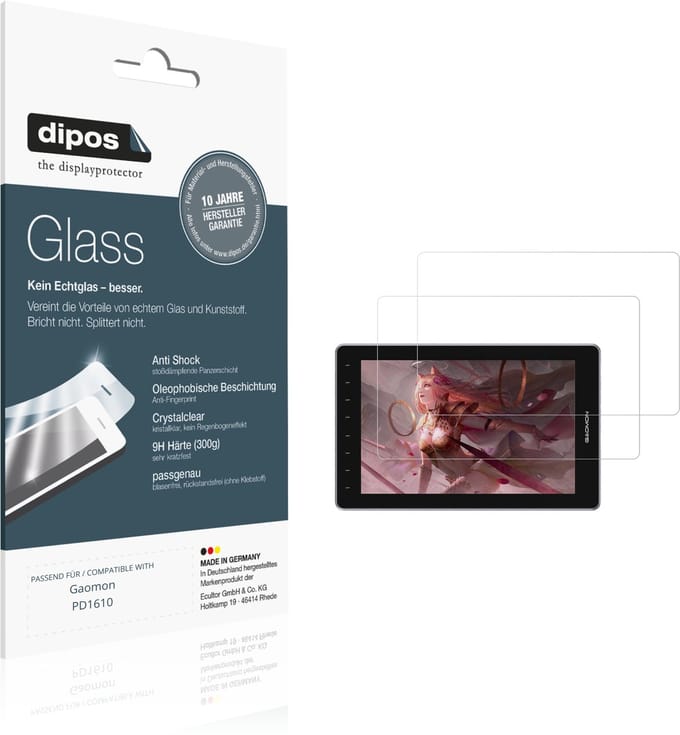 dipos – 2x Pantserfolie geschikt voor Gaomon PD1610 | 9H Screenprotector