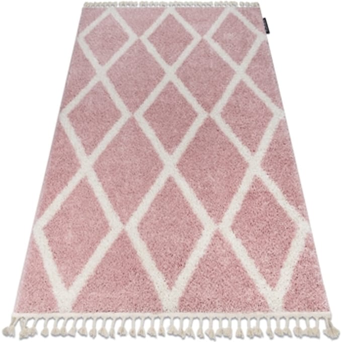 Kleden Rugsx Tapijt BERBER TROIK A0010 rozekleuring / witrand 140x190 cm