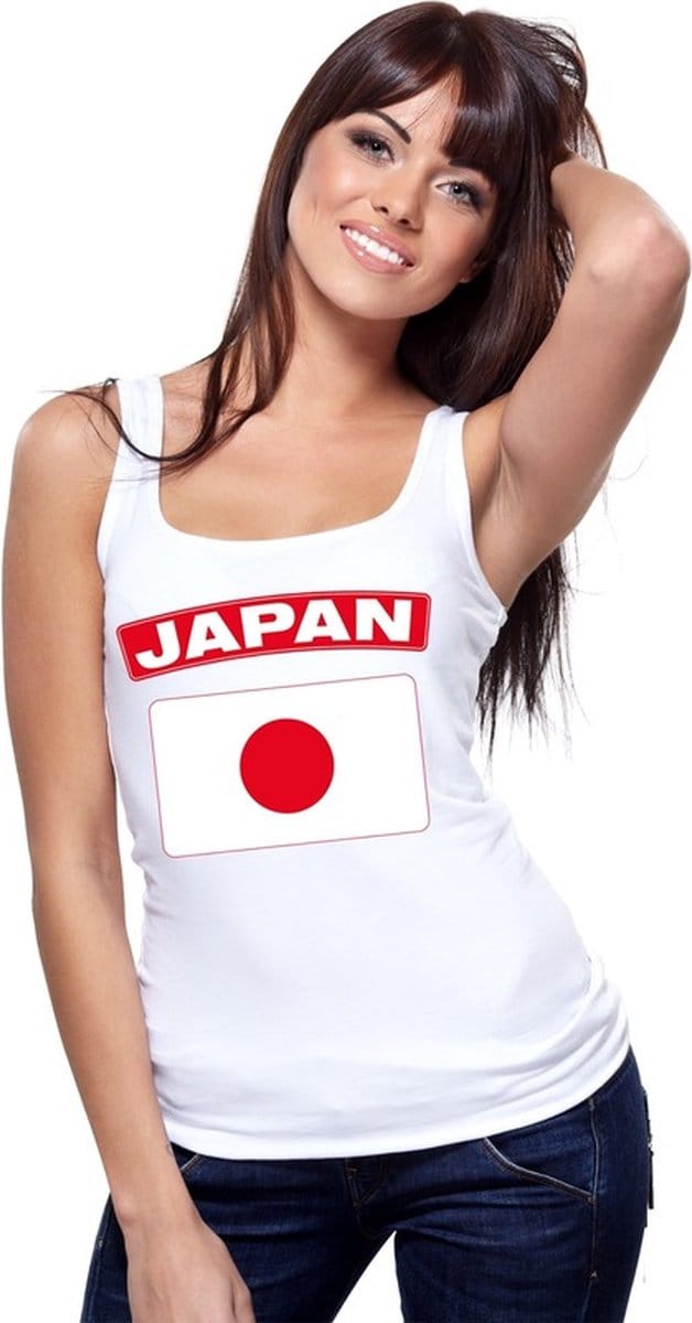 Japan singlet shirt/ tanktop met Japanse vlag wit dames M