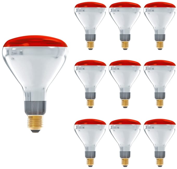 Technik R125 Infraroodlamp E27 150W - 1250lm - 2700K - Half Rood Licht - Warmtelamp - 10 stuks