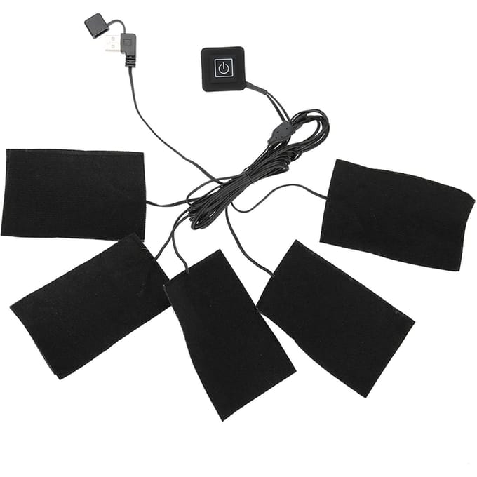 USB elektrische kleding vijf verwarmingselementen verwarmingselement verstelbare temperatuur warmer gereedschap black
