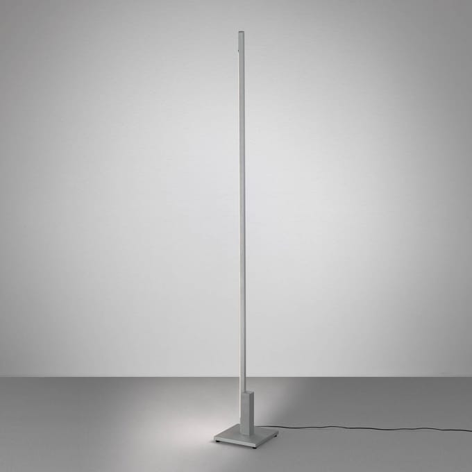 Quitani LED vloerlamp Talon, naturel geanodiseerd, metaal, dimbaar