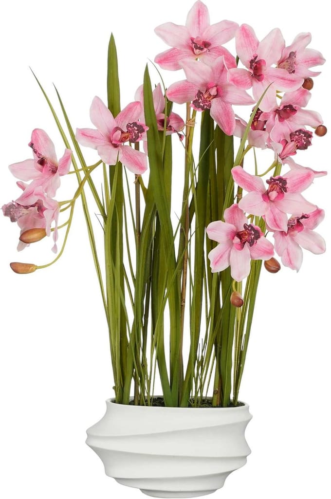 Mica Decorations Kunstplant Cymbidium - 49x40x81 cm - Polyester - Roze