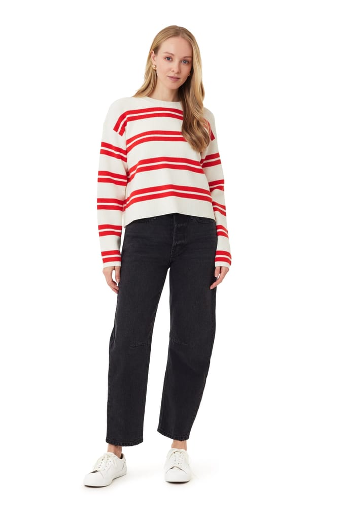 Scotch & Soda Crew Neck Pullover Sugar Swizzle Twin Band Stripe Größe: S | Longsleeves Outlet | Damen