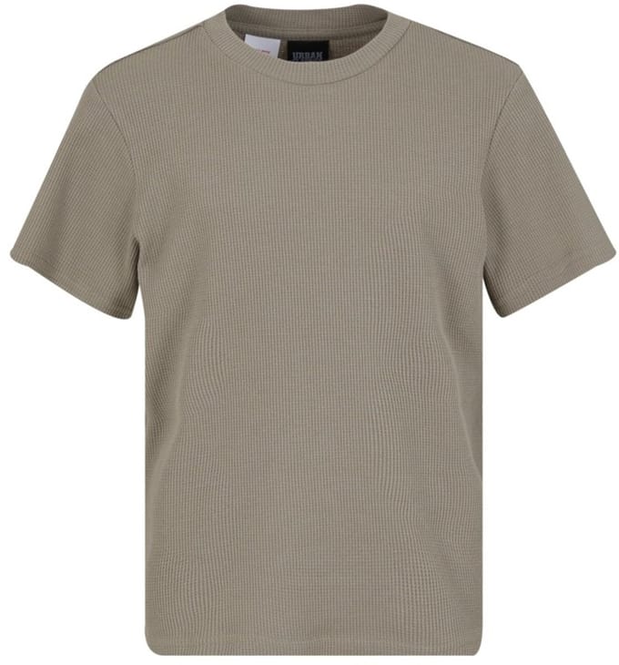 Urban Classics - Waffle Kinder Tshirt - Kids 122/128 - Olijfgroen
