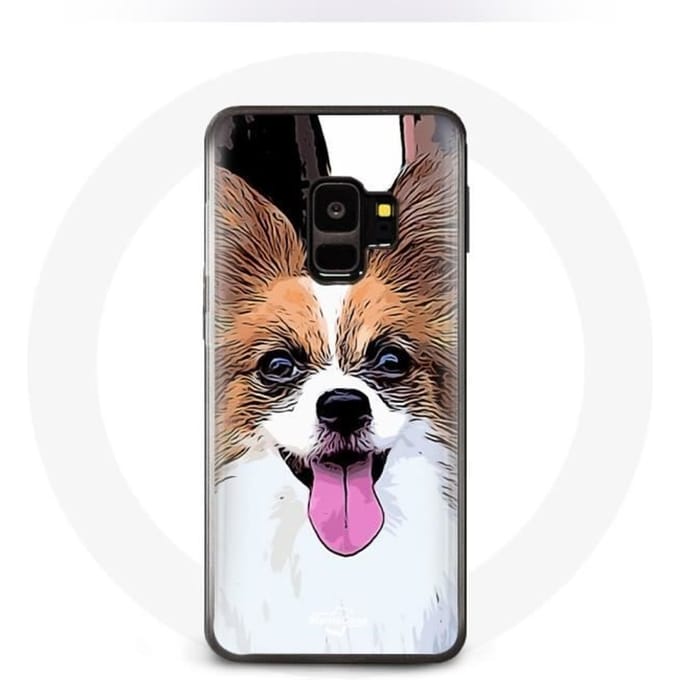 Coque pour samsung galaxy S9 plus Épagneul nain continental papillon Chiot Blanc et marron