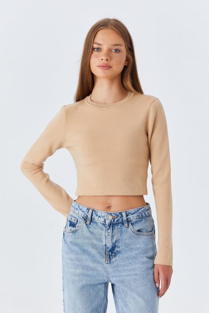 Langemouwen Basis Crop Brei Top