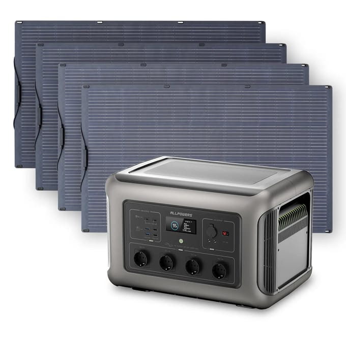 ALLPOWERS Solar Generator Kit 3500W (R3500 V2 + SF200 200W Flexible Solar Panel) - R3500+4PCS SF200 200W Solar Panel