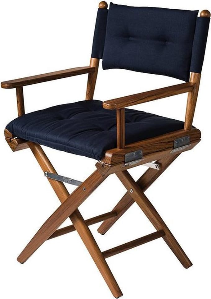 Regisseursstoel Teak DeLuxe met Forza Navy kussenset (Geolied)